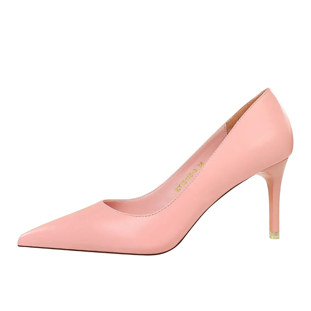 2023 Women 7.5cm 10.5cm High Heels Pumps Lady Wedding Bridal Scarpins Stripper Low Heels Plus Size Fetish Party Blue Pink Shoes