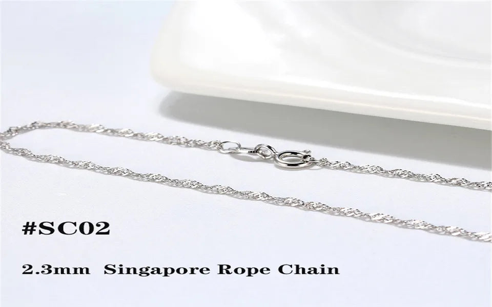 Real 925 Silver Link Chain Necklace For Women Men Basic Neck Chain Trendy Silver Cross Box Snake Chain Jewelry OSC20