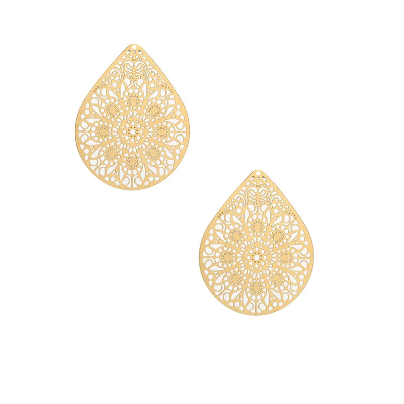 4pcs Gold Stainless Steel Filigree Earring Charm Pendants Connectors for Earring DIY Jewelry Making Supplies wholesale