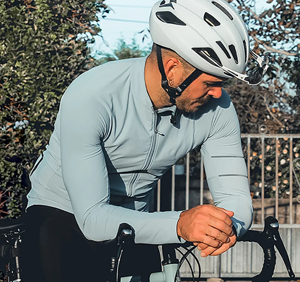 Cycling Jersey 10-20°C Autumn Long Sleeve Road Bike Clothes Thermal Fleece Warmth  MTB Bicycle Jersey