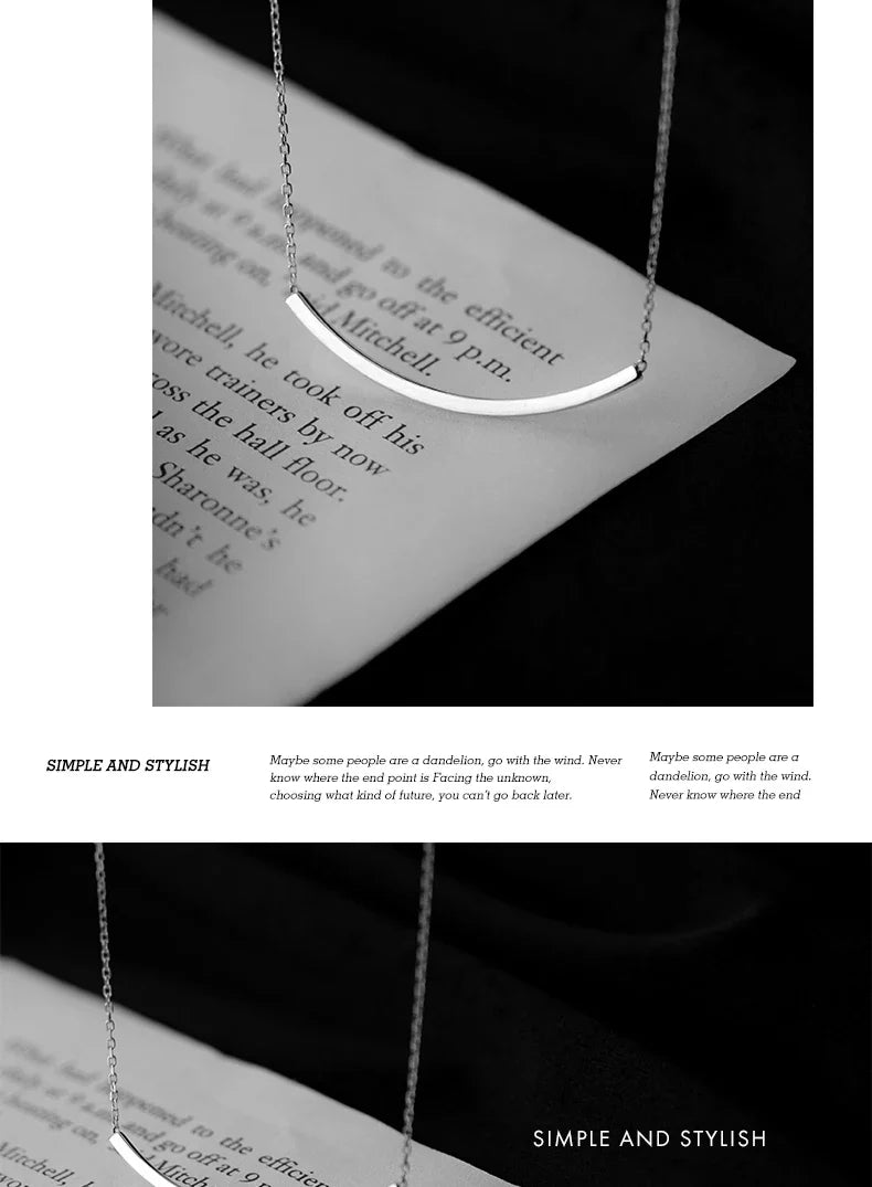 Silver Simple Geometric Female Necklaces 100% 925 Sterling Silver Classic Fashion Chain Necklaces For Women Girl Jewelry