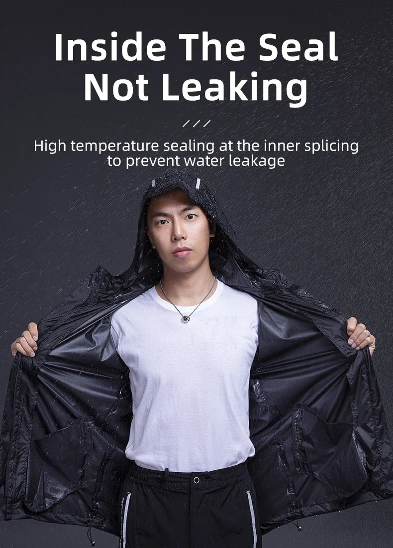 Waterproof Cycling Rain Coat Men Breathable Windproof Reflective Hooded Raincoat Outdoor Sport Windbreaker Jacket