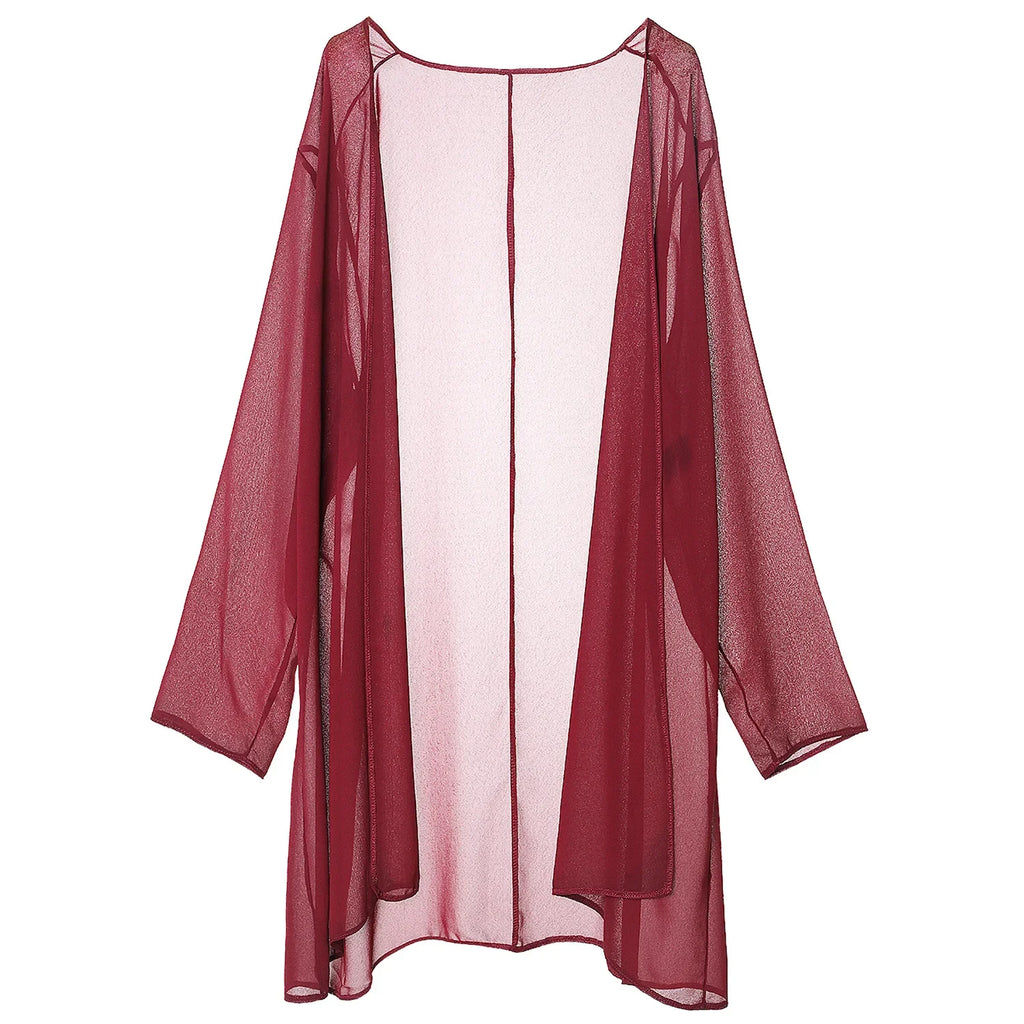2 Pieces Chiffon Dress Set Women Casual Long Sleeve Solid Cardigan Dress Elegant Wedding Evening Party Dresses Clothing Vestidos