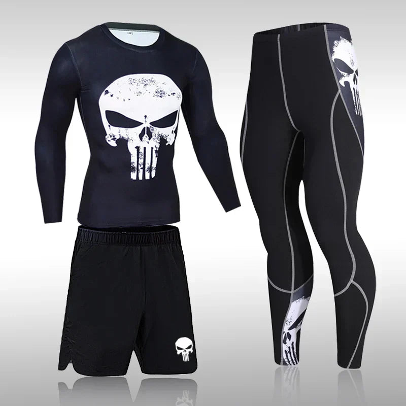 Male Quick Drying Sportswear Compression Clothing Fitness Training Kit Thermal Underwear Men's Running Sports Suit MMA Rashgard
