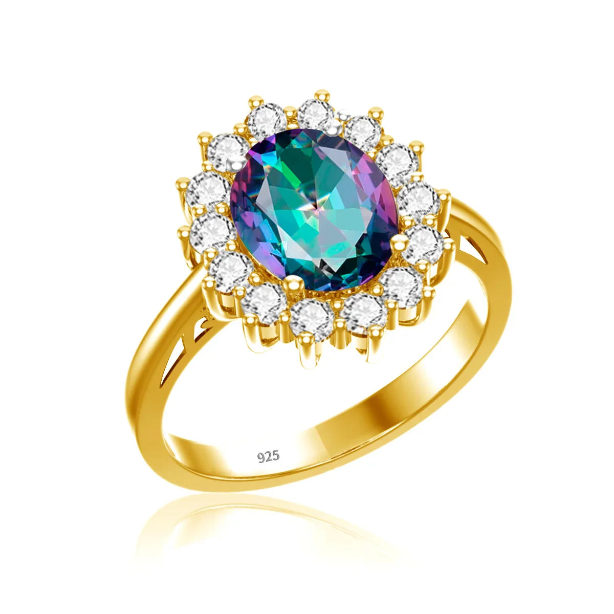 Princess Diana Gold Emerald Ring Women Oval Stone 8*10mm Trending Victoria Jewelry luxury Engagement Gift High Quality