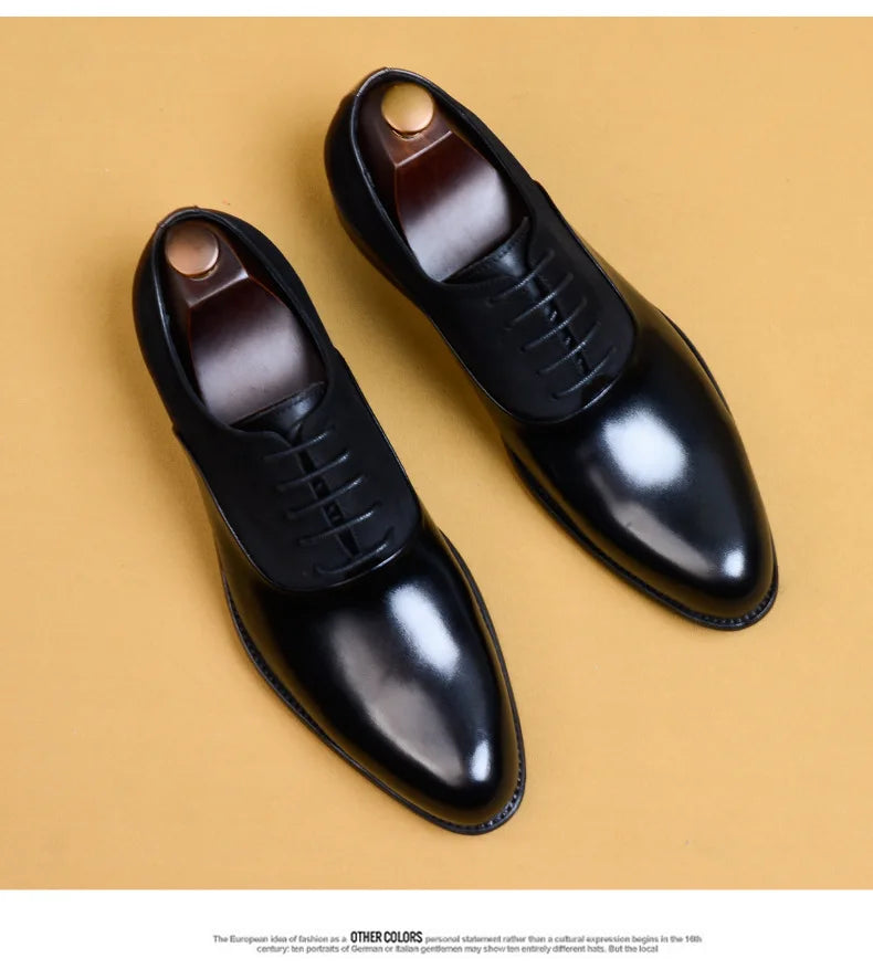 Genuine Cow Leather Brogue Wedding Business Men Casual Flats Vintage Handmade Oxford Shoes For Men Black Burgundy 2024