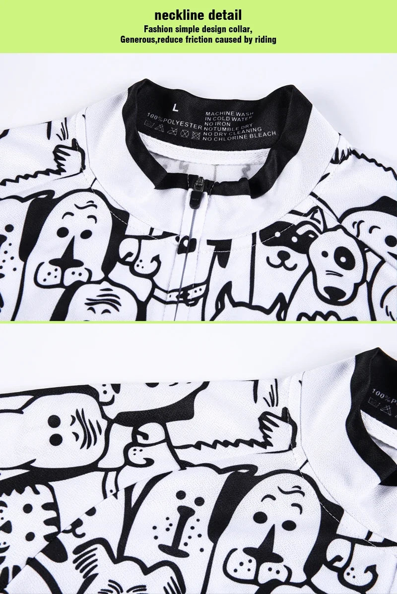 White Cartoon Cat Road Cycling Jersey 2025 Mens Long Sleeve Mountain Racing Bicycle Clothing Maillot Ropa Ciclismo Hombre Wear