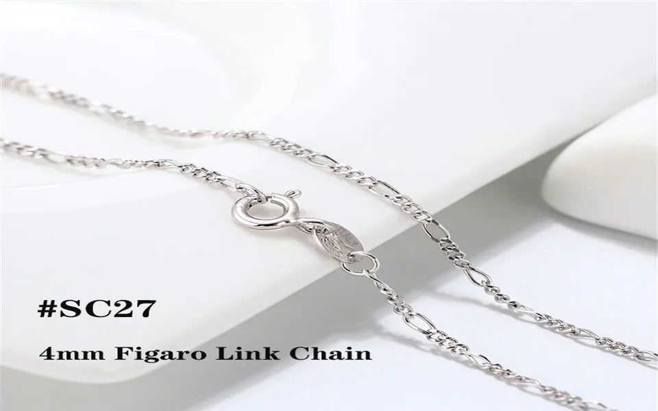 Real 925 Silver Link Chain Necklace For Women Men Basic Neck Chain Trendy Silver Cross Box Snake Chain Jewelry OSC20