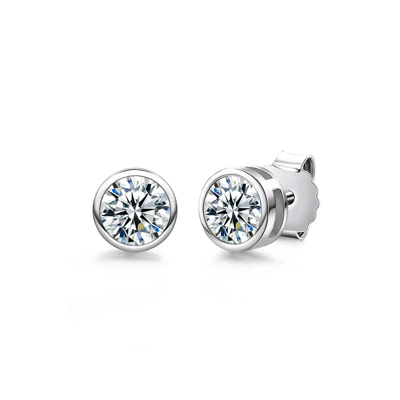1ct 2ct Total D Color Round Moissanite 18K Gold Plated Stud Earrings Stud Earrings  For Woman