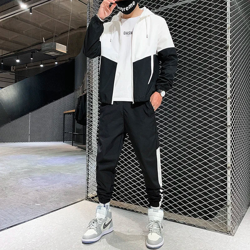 2026 New Men's Tracksuit Clothing Set Zipper Hoodie Sweatpants 2 Piece Hooded Long Sleeve Sportswear Sweatshirt Suits