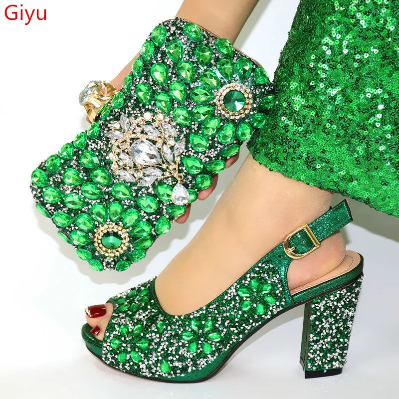 Women Shoes and Bags To Match Set Italy Party Pumps