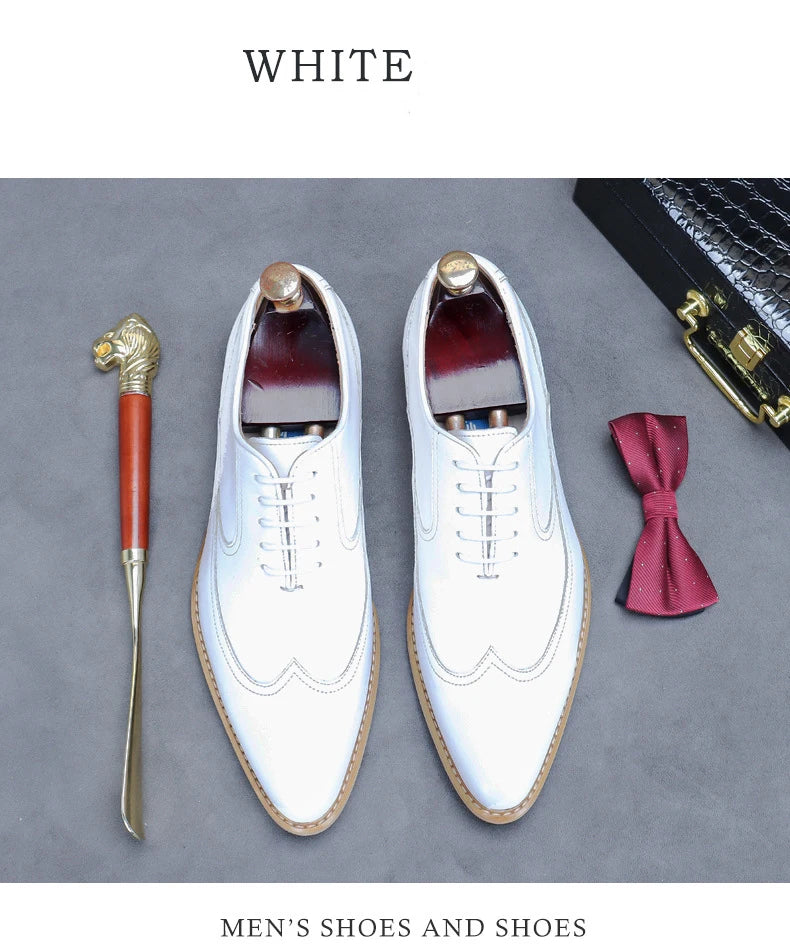 new white shoes for men Leather shoes men's business dress breathable leather shoe British lace-up fashion wedding party