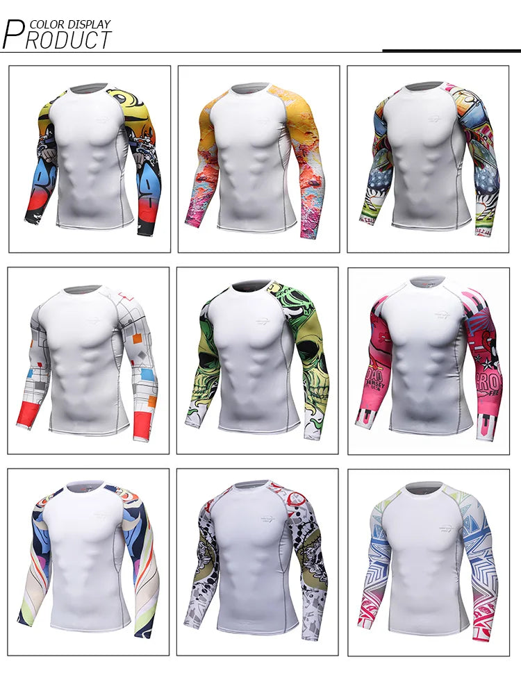 Cody Lundin Quikly Dye Mesh Men's Digital Printed Compression Rash Guard Gym Long Sleeve Jiu Jitsu Shirt Sportswear Swimming Top