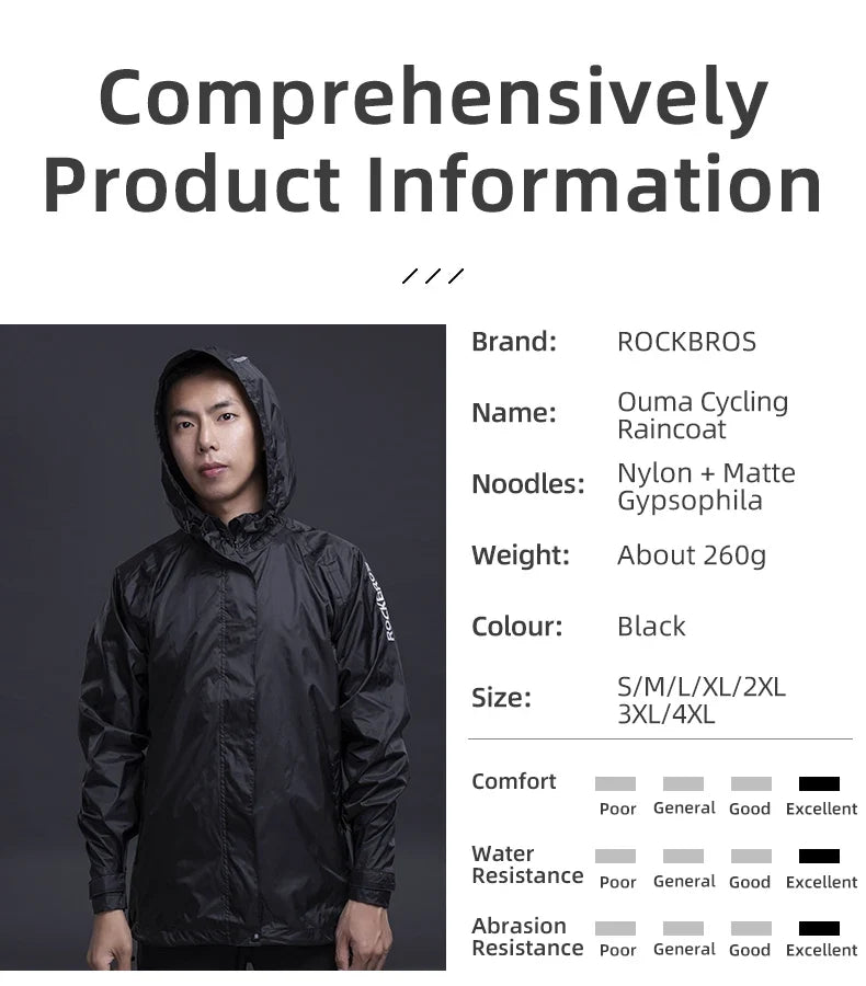 Cycling Raincoat Outdoor Rain Jacket Men Breathable Reflective Hooded Raincoat Waterproof Windbreaker European Size