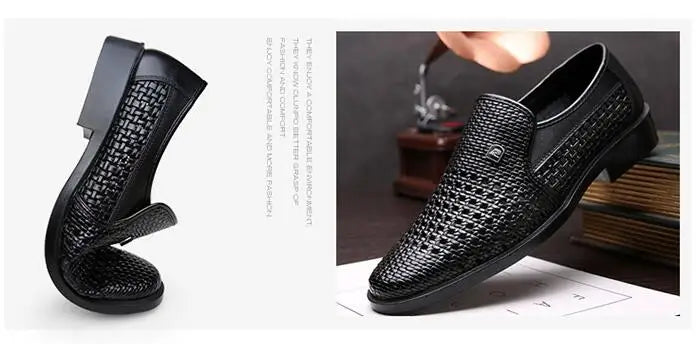 Spring Men Loafers Leather Men Shoes Summer Hollow Breathable Oxfords Man Casual Shoes Slip on Formal Dress Shoes for Man