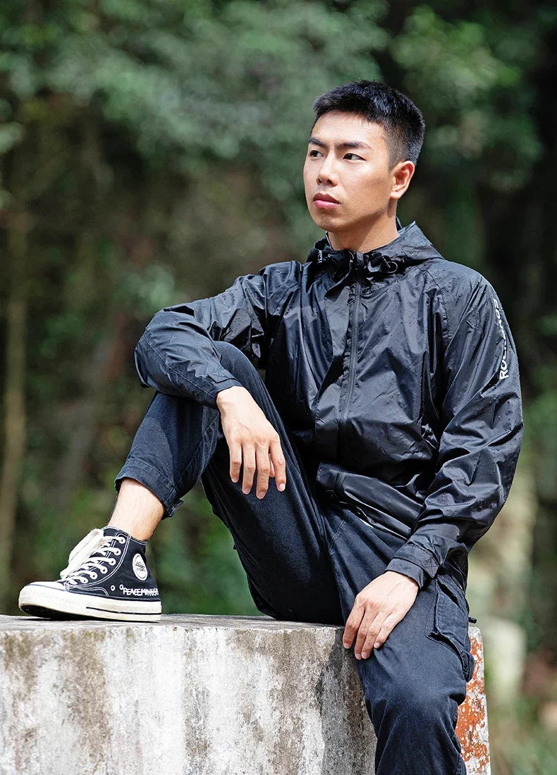 Waterproof Cycling Rain Coat Men Breathable Windproof Reflective Hooded Raincoat Outdoor Sport Windbreaker Jacket