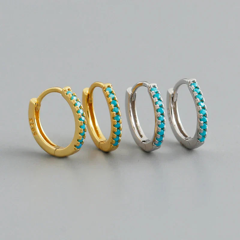 New Arrival Fashion Korean Blue Zircon Spike Geometric Stud Earrings for Women Real 925 Sterling Silver Gothic Jewelry