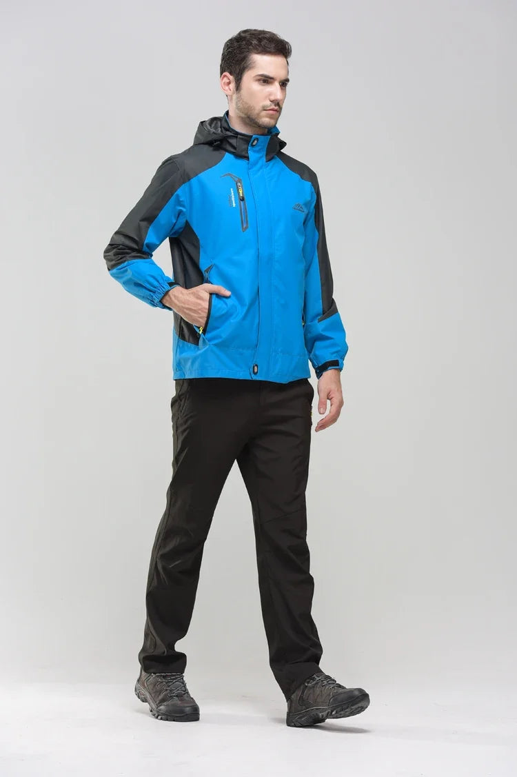 Camping Hiking Jacket Men Autumn Outdoor Sports Coats Climbing Trekking Windbreaker Travel Waterproof Jackets Black