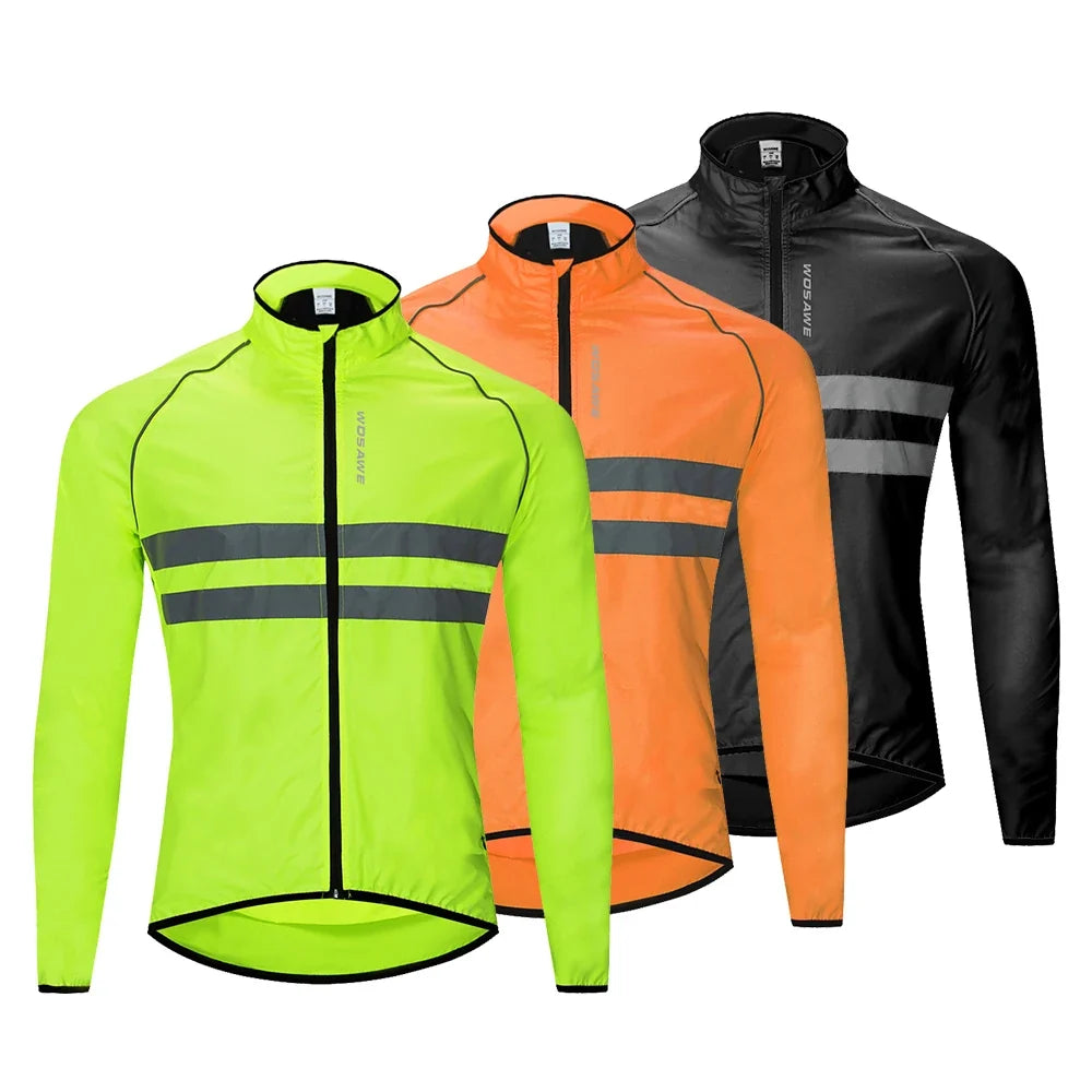 Ultralight Men's Cycling Windbreaker Reflective Jacket Windproof Bike Jacket Water Resistant MTB Road Bicycle Long Jersey