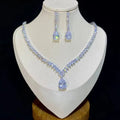 Classic Water Drop Pendant Crystal Necklace For Women, Cubic Zirconia Bridal Wedding 2 Piece Jewelry Set X0178