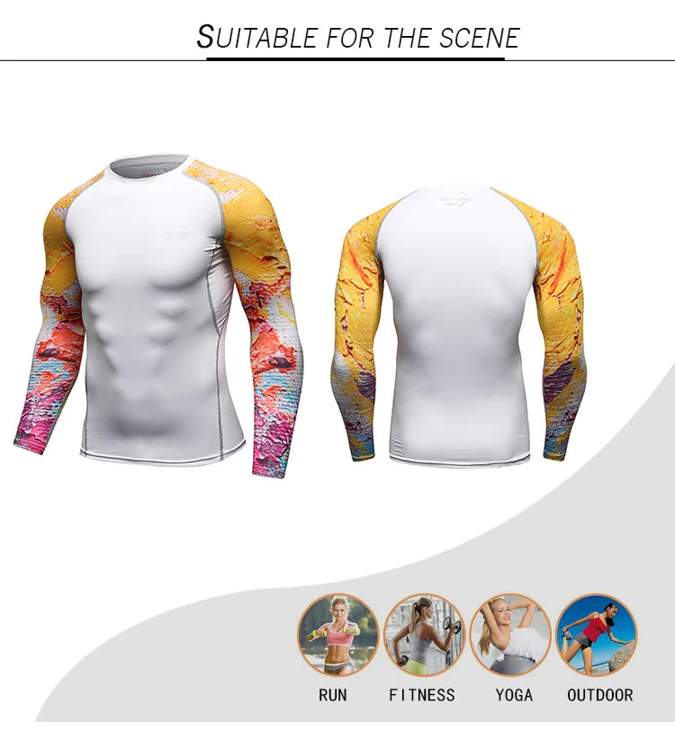 Cody Lundin Quikly Dye Mesh Men's Digital Printed Compression Rash Guard Gym Long Sleeve Jiu Jitsu Shirt Sportswear Swimming Top