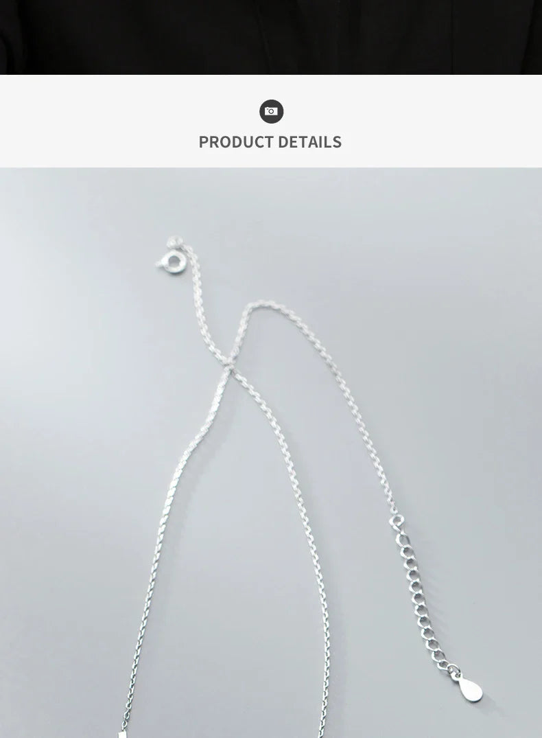 Silver Simple Geometric Female Necklaces 100% 925 Sterling Silver Classic Fashion Chain Necklaces For Women Girl Jewelry
