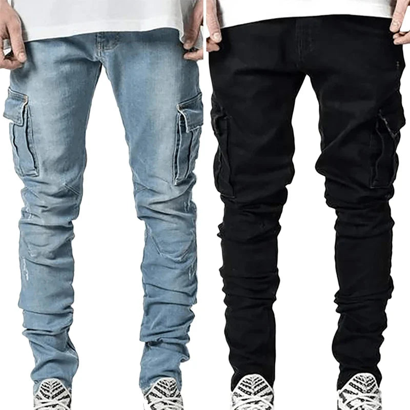 Men's Elastic Skinny Cargo Pants Jeans