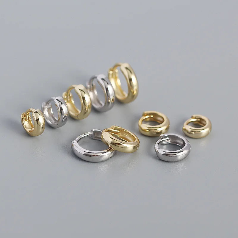 925 Sterling Silver Minimalism Punk Rock Wide Hoop Earrings for Women Men Fashion Gothic Bohe Huggie Ear Buckle Jewelry