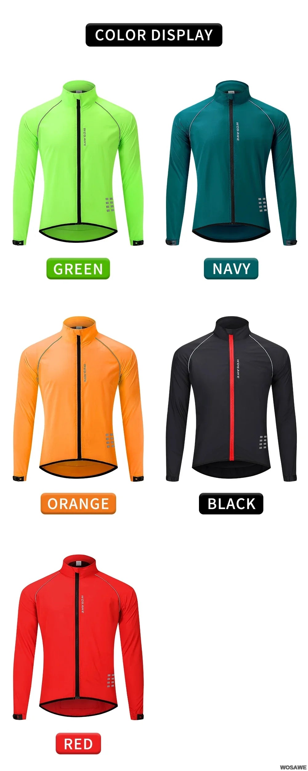 Reflective Men's Cycling Jackets Windproof Riding Bicycle Clothing Windbreaker Outdoor Sports Running MTB Bike Mesh Vest