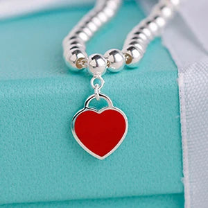 925 Sterling Silver Beads Bracelet Heart Charm Design Fashion Women Girls Lover Best Gift Hot Sale