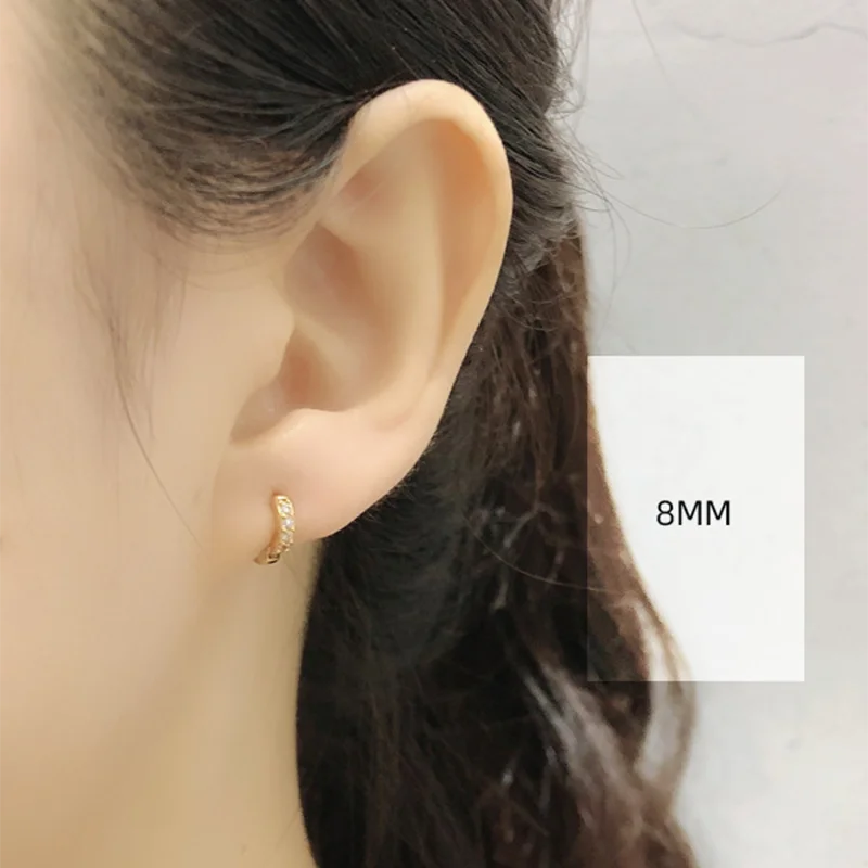 Real 925 Sterling Silver Gothic Simple White Zircon Hoop Earrings for Women Men Charms Unique Party Couple Jewelry 2021