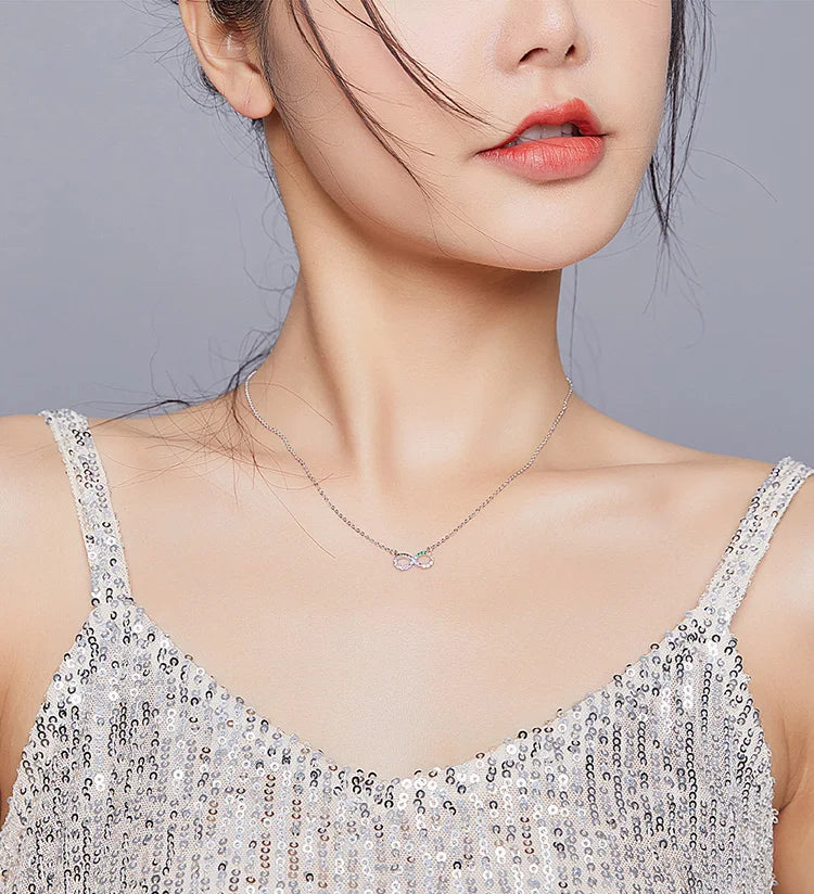 Genuine 925 Sterling Silver Rainbow Color Infinite Love Short Chain Necklace for Women Girl Gift Collar 2020 New SCN402
