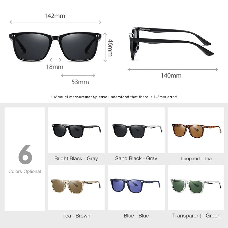 Polarized Sunglasses Men Women Fashion Square Shades Leopard Frame Ladies Travel UV400 Goggles Driving Sun Glasses