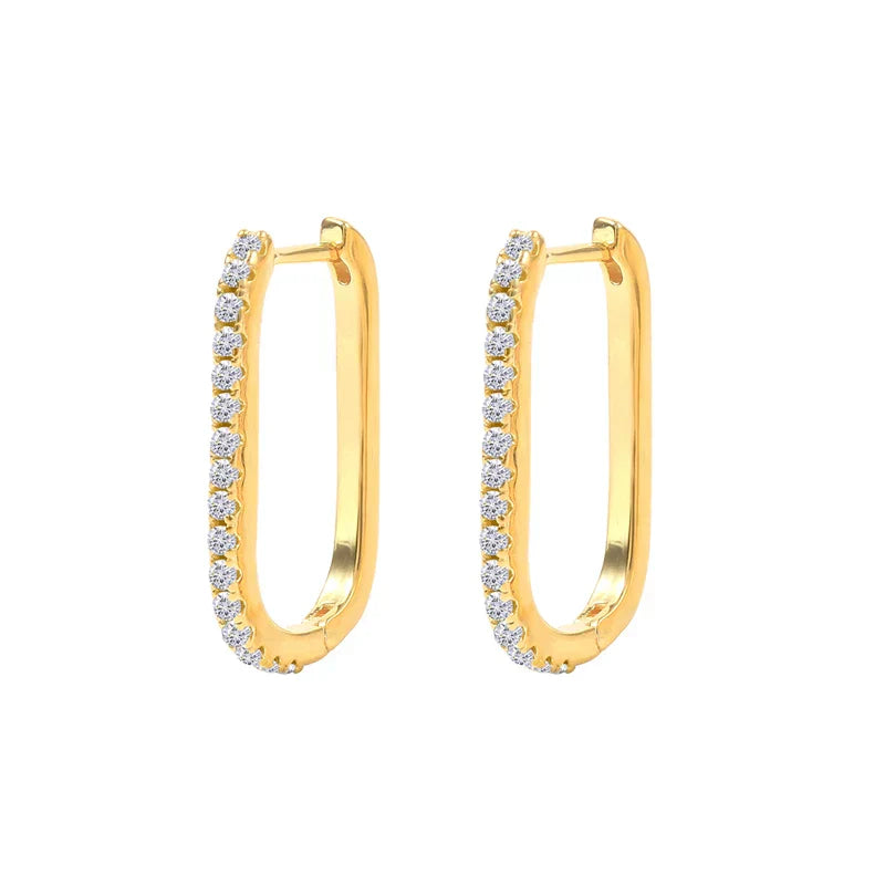 925 Sterling Silver Square Piercing Huggie Hoop Earrings for Women Simple Cubic Zirconia Earings Fine Jewelry Pendientes