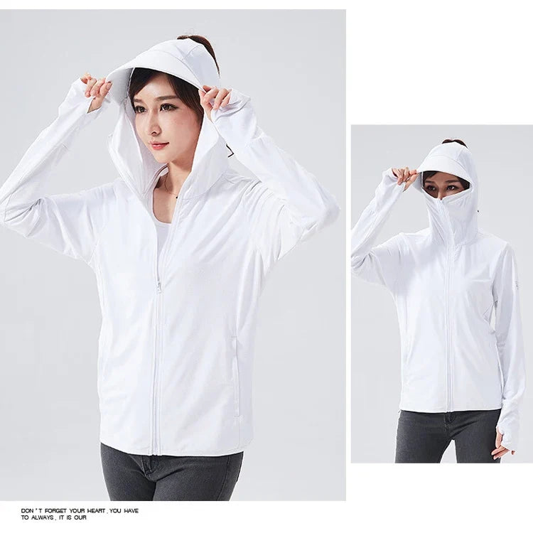 Long Sleeve Hoody Summer Women Sun UV Protection Quick Dry Clothing Men Hooded Jacket Thin Beach Sweatshirt