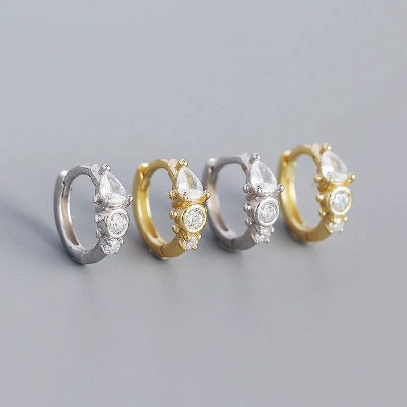 925 Sterling Silver Earring Zircon Sun Flower Ear Ring Geometric Style Water Drop Ear Bone Cute Temperament Woman Girl Ear Jewel