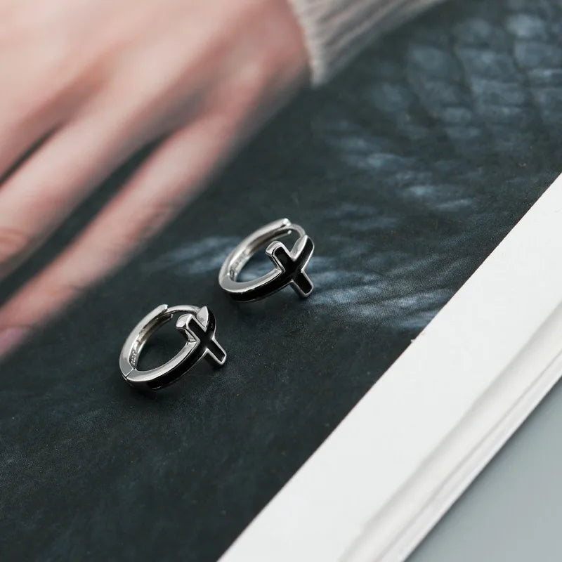 925 Sterling Silver Earring Colorful Dripping Oil Material Ear Ring Ear Buckle Rhombus Shape Trend Wild Girl Women Boy Ear Jewel
