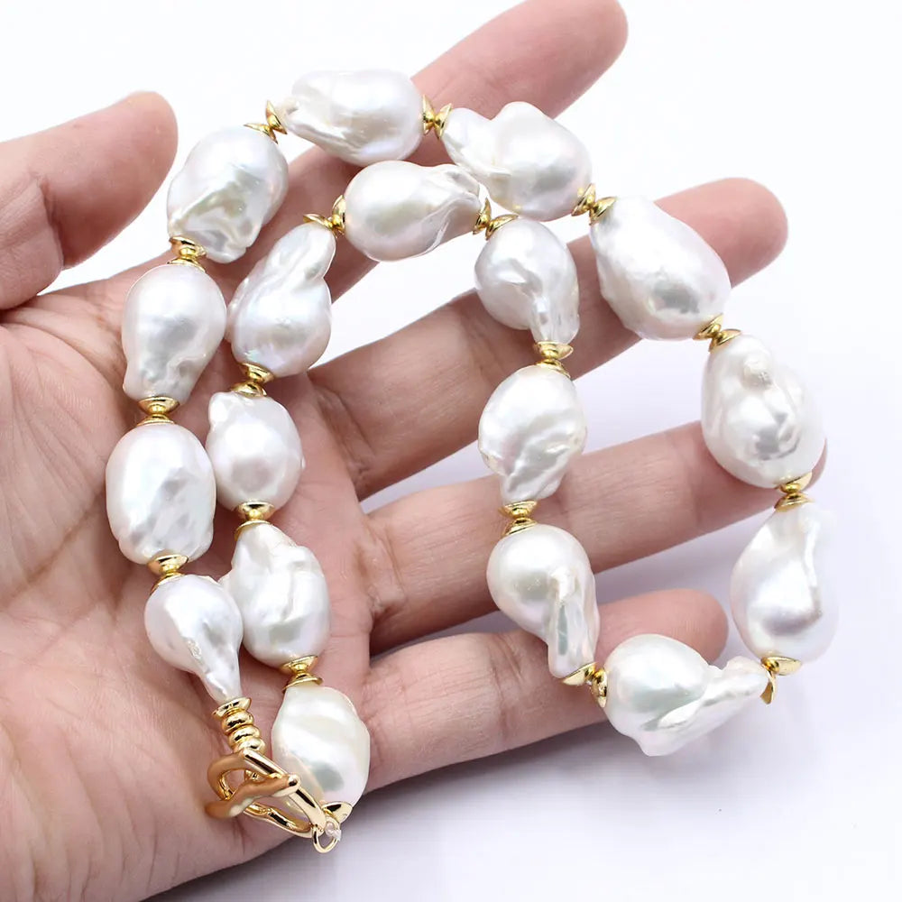 GG Natural Freshwater Cultured White Keshi Baroque Pearl Necklace Bracelet Earrings Sets For Women Lady Fashion