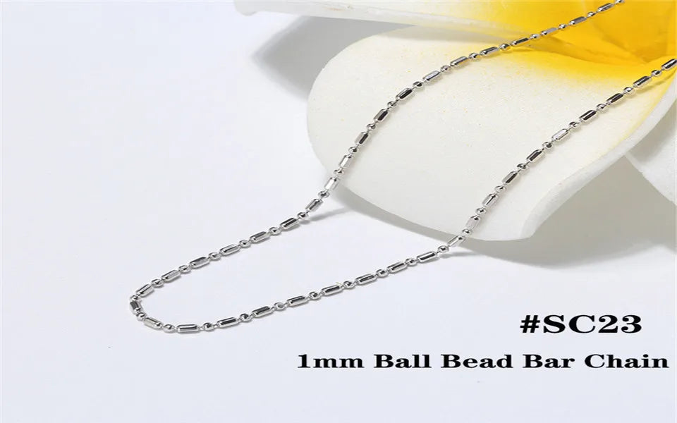 Real 925 Silver Link Chain Necklace For Women Men Basic Neck Chain Trendy Silver Cross Box Snake Chain Jewelry OSC20