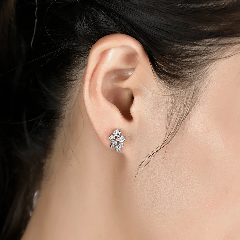 New Arrivals Moissanite Diamond 925 Sterling Silver Stud Earrings Passed Diamond Test Moissanite Fine Jewelry for Women Gift