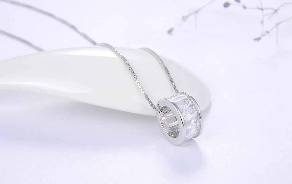 Trendy Simple Necklace 925 Sterling Silver Women Necklaces With 3 Big Circle AAAA Zircon Jewelry Wedding Gift OSN175