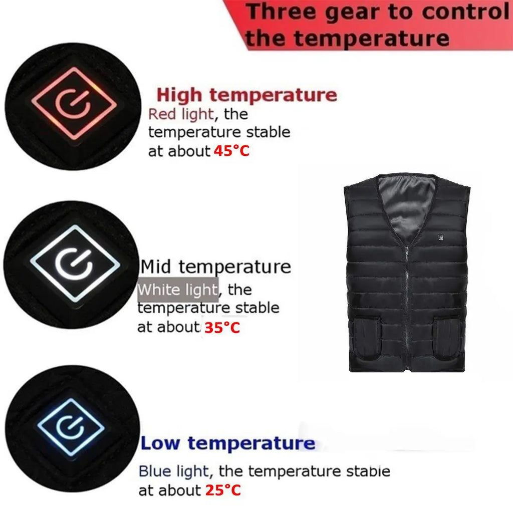 11 Area Heating Vest Men/Women Casual V-neck USB Heated Vest Smart Control Temperature Heating Jacket Cotton Coat Winter Hunting