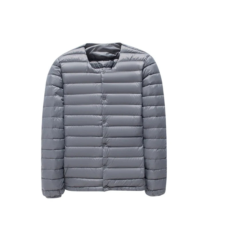 Matt Fabric Ultra Light Down Jacket Men V-neck Men's Down Jacket Slim Windproof Portable Lightweight Coat Warm Liner
