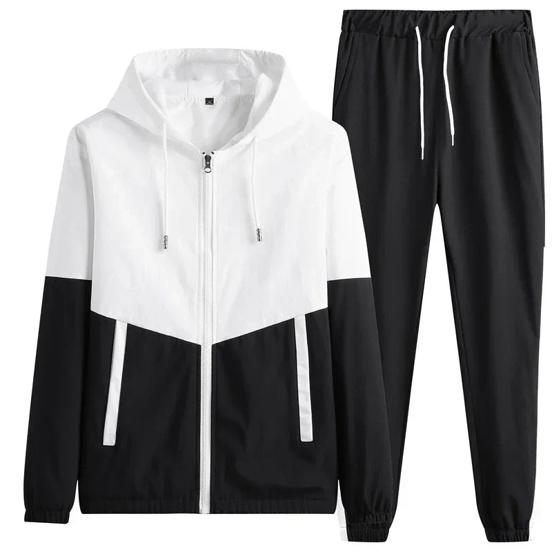 2026 New Men's Tracksuit Clothing Set Zipper Hoodie Sweatpants 2 Piece Hooded Long Sleeve Sportswear Sweatshirt Suits