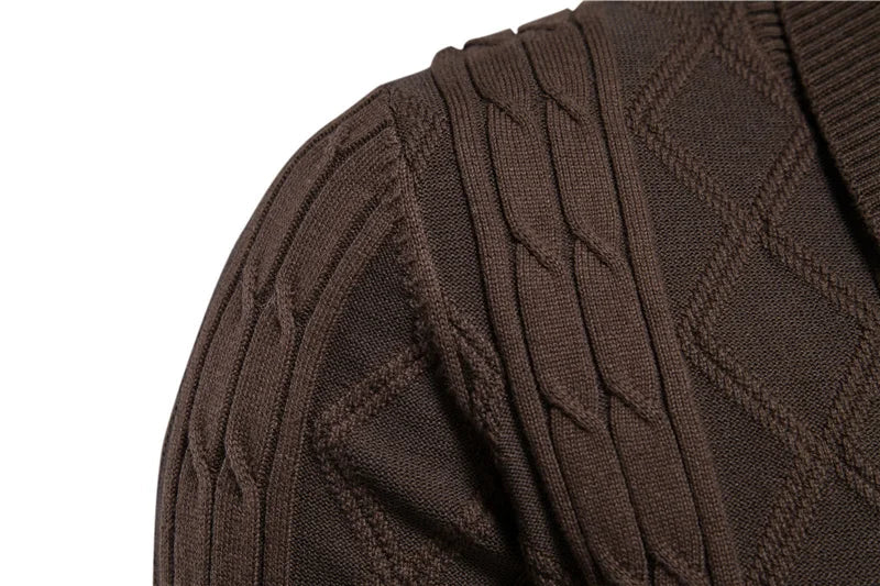 Cotton Argyle Cardigan Men Casual Single Breasted Solid Color Business Mens Cardigans New Winter Fashion Sweater Man