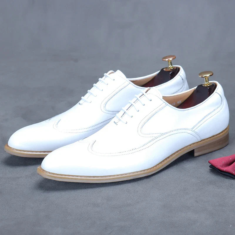 new white shoes for men Leather shoes men's business dress breathable leather shoe British lace-up fashion wedding party