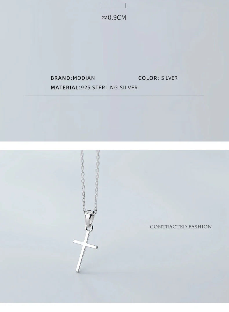 Dazzling Zircon Luxury Cross Pendant Necklace Real 925 Sterling Silver for Women Link Chain Necklace Fashion Jewelry