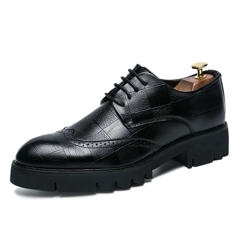New Arrival Mens Casual Leather Shoes Thick soled Formal Shoes Fashion Brogue Shoes Elegant Leisure Walk Oxford Male Shoes Adult