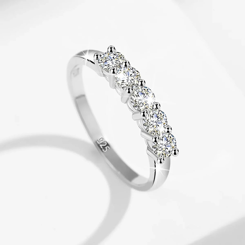 Certified 5 Stone Moissanite Ring Woman Silver 925 100% Rose Gold Plated Brilliant Jewelry For Engagement Gifts For Girl