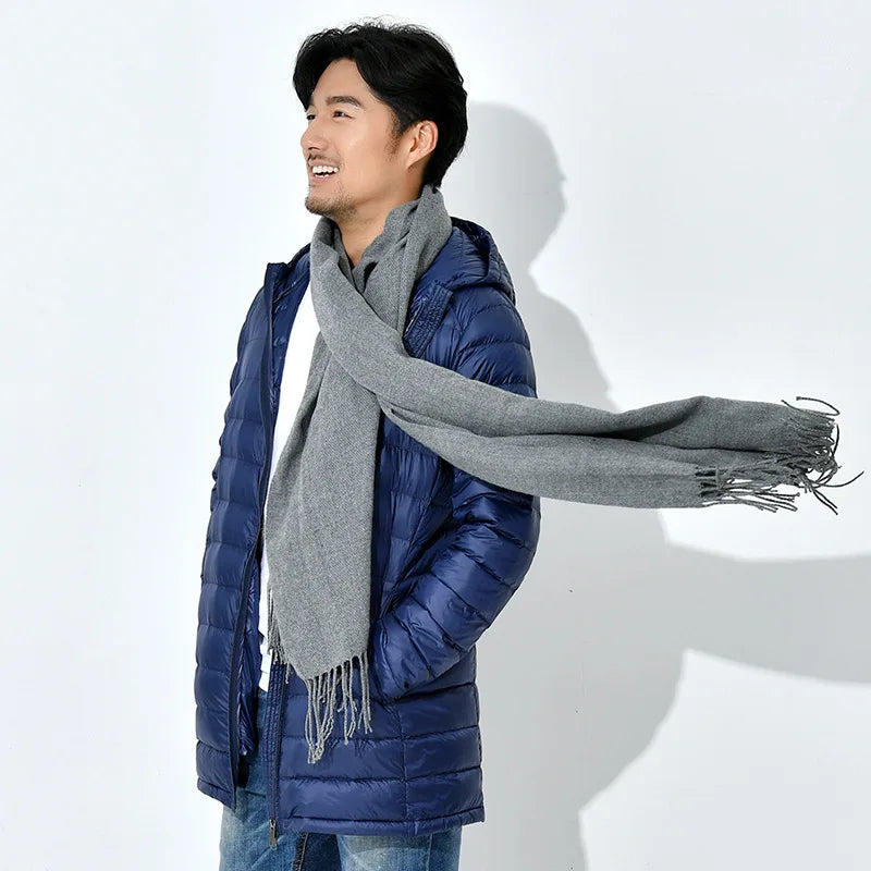 Plus 8XL Winter Long Duck Down Jacket Men Feather Parka Man Ultra Light Down Jacket Men Lightweight Warm Puffer Jackets